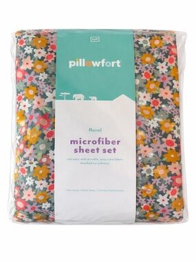 Pillowfort Full Floral Bed Sheet Set Pink, Yellow, Green New
